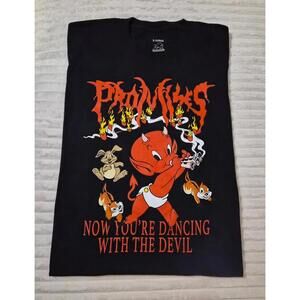 Black Graphic Print Devil-Themed T-Shirt Broken Promises